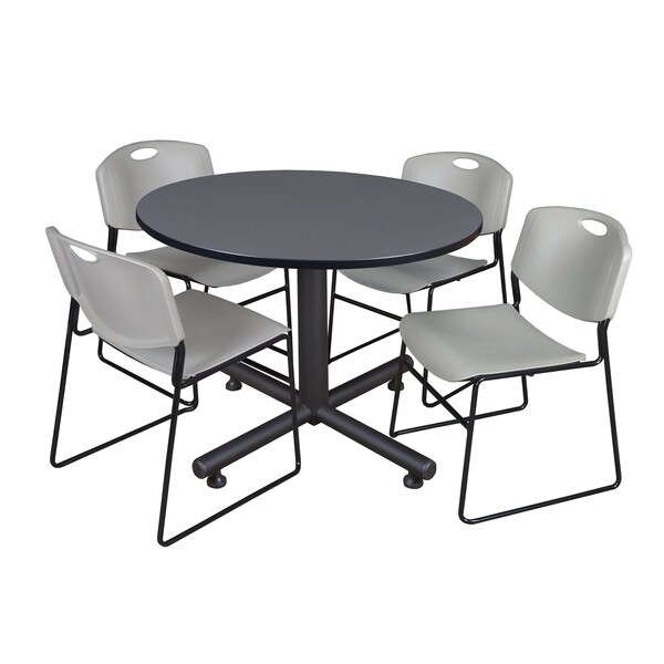 Kobe Round Tables > Breakroom Tables > Kobe Round Table & Chair Sets, 48 W, 48 L, 29 H, Grey TKB48RNDGY44GY